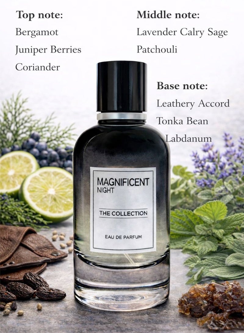 Orchid Magnificent Night Pour Homme Eau de Parfum 100ml for Men | Long Lasting Fresh Spicy Woody Perfume with Bergamot, Juniper Berries & Coriander | Leather, Tonka & Patchouli Base - Image 2